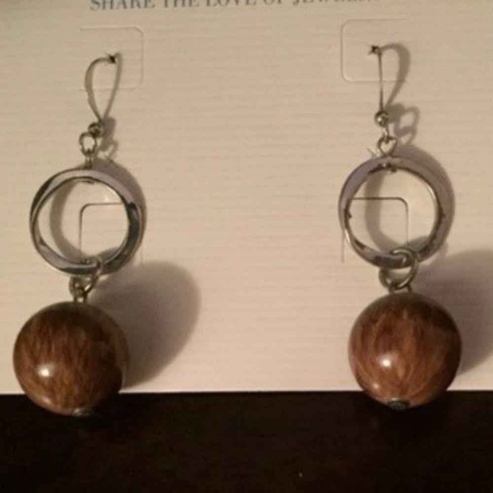 Silver Wooden Earrings